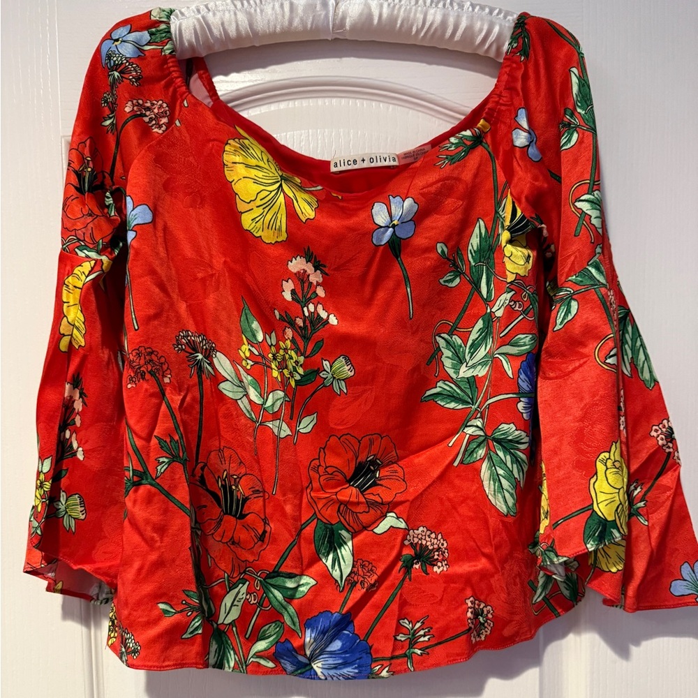 Alice + Olivia Floral Satin Blouse